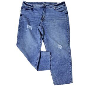 Old Navy Women's High Rise O.G. Straight Ankle light Blue Ripped Raw Hem Sz 24